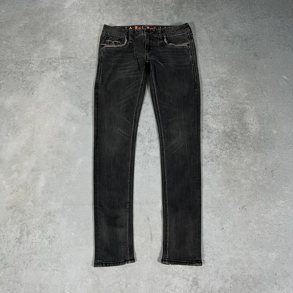 Rock Revival Clair Easy Skinny Jeans Rhinestone Black Womens - Size: 27